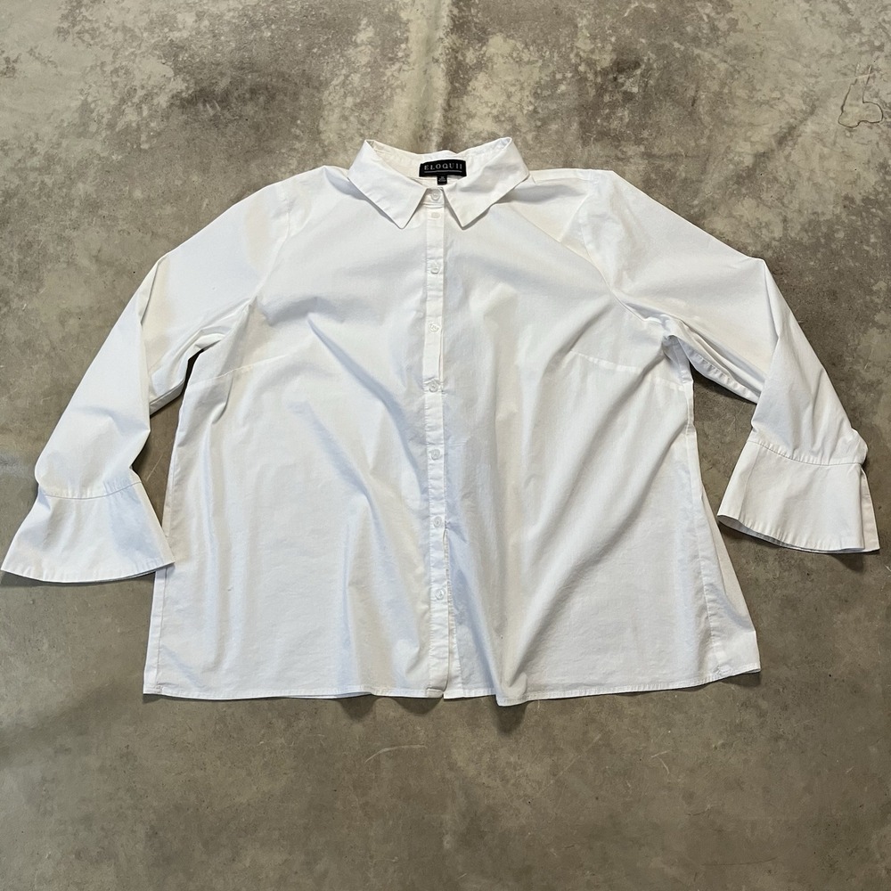 Eloquii Shirt Womens‎ Size 20 White Button Front Tie Bow Back Collared